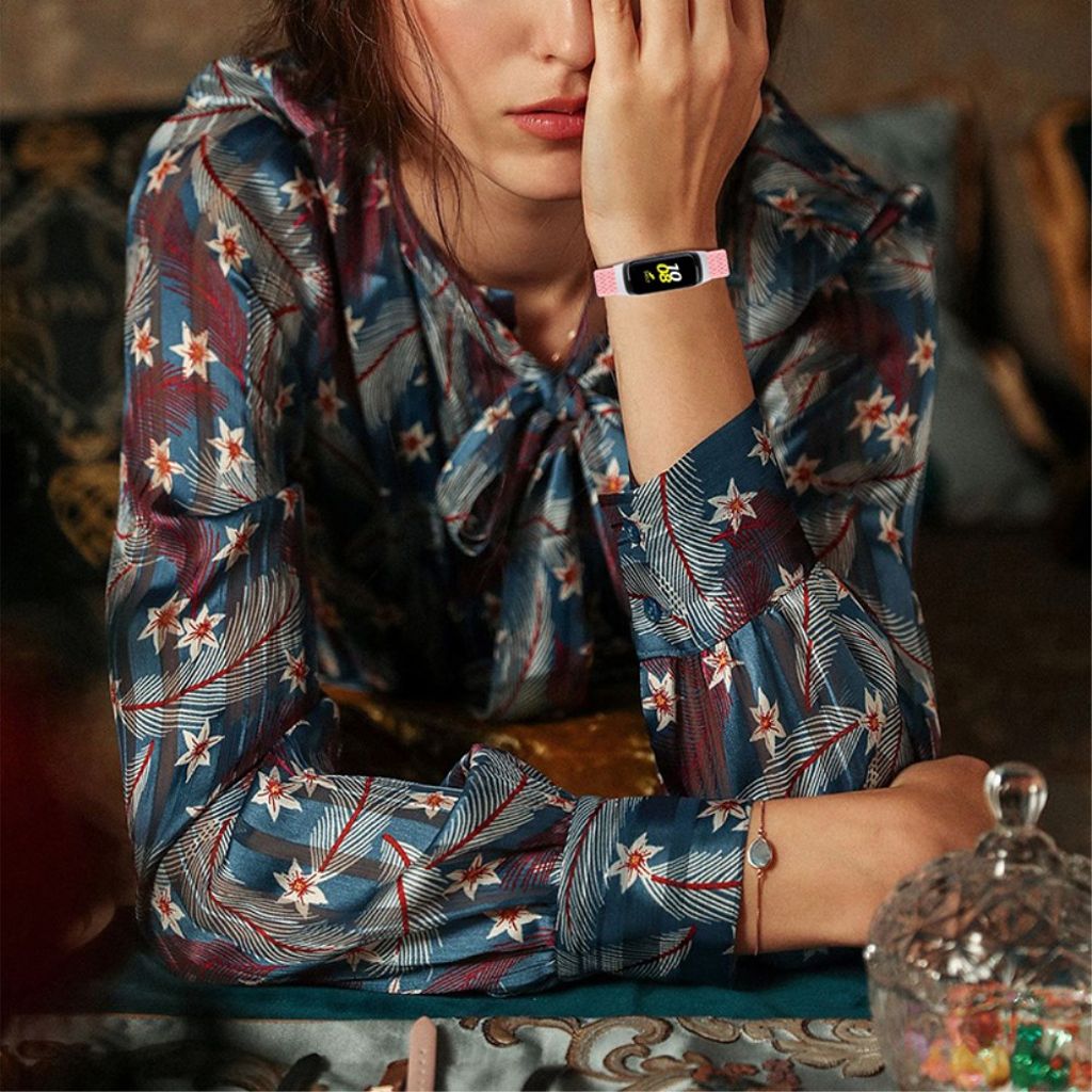 Samsung Galaxy Fit R370 Urrem Nylon Elastisk – Lyserød