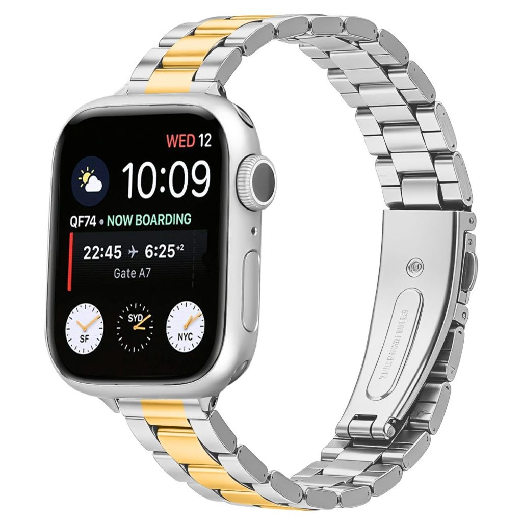 Apple Watch 42/41/40/38mm Klockarmband i rostfritt stål - Silver/Guld
