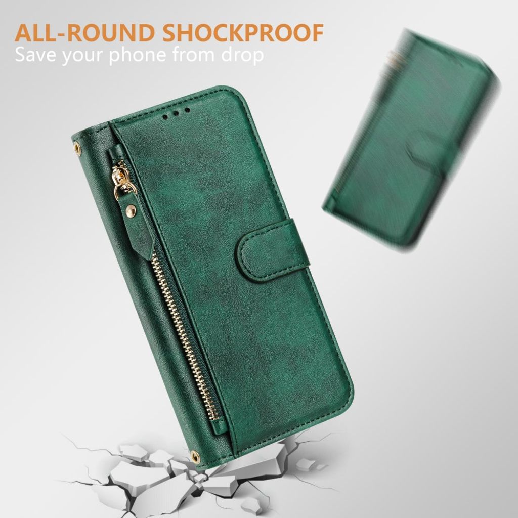 Xiaomi 17T Pro Lompakkokotelo vetoketjulla - Vihreä