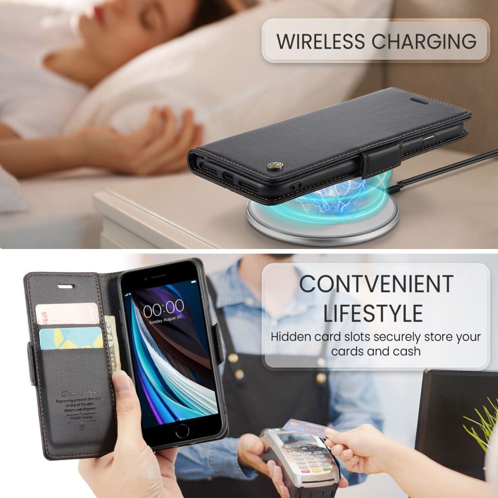 CASEME iPhone 6/6s/7/8/SE 2020/2022 Fodral med Kortfack - Svart