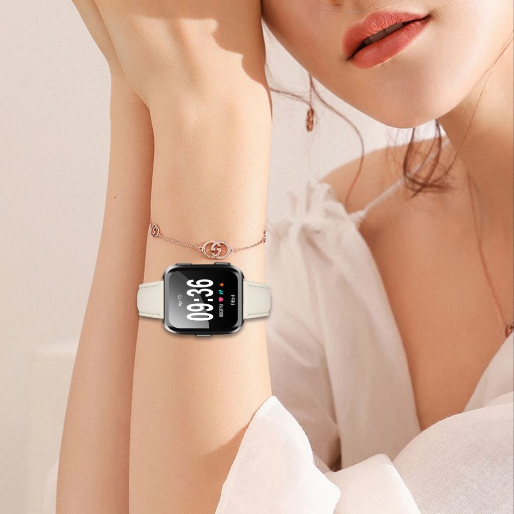 Fitbit Versa/Versa Lite/Versa 2 Urrem PU Læder – Beige
