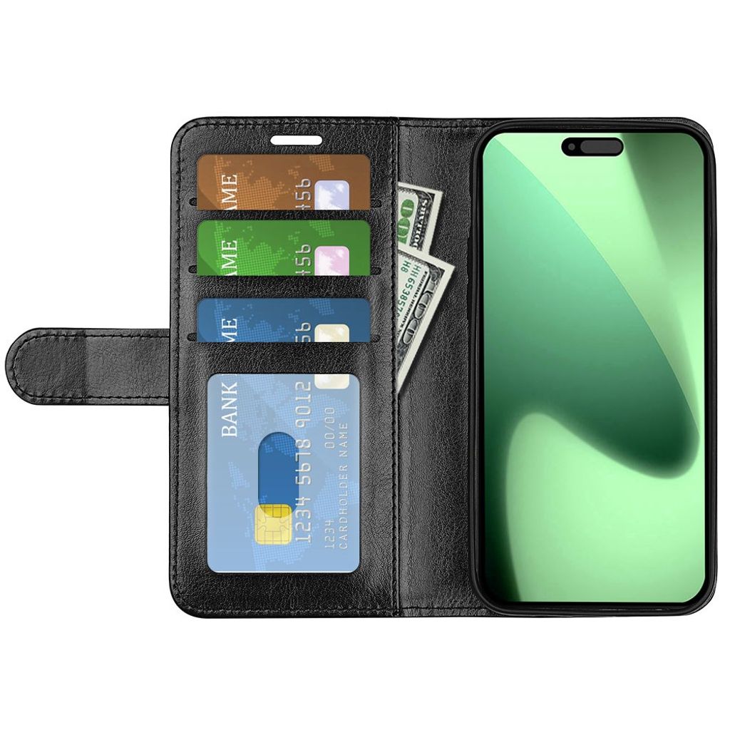 iPhone 18 Pro/17 Pro LommebokCover i PU skinn - Svart