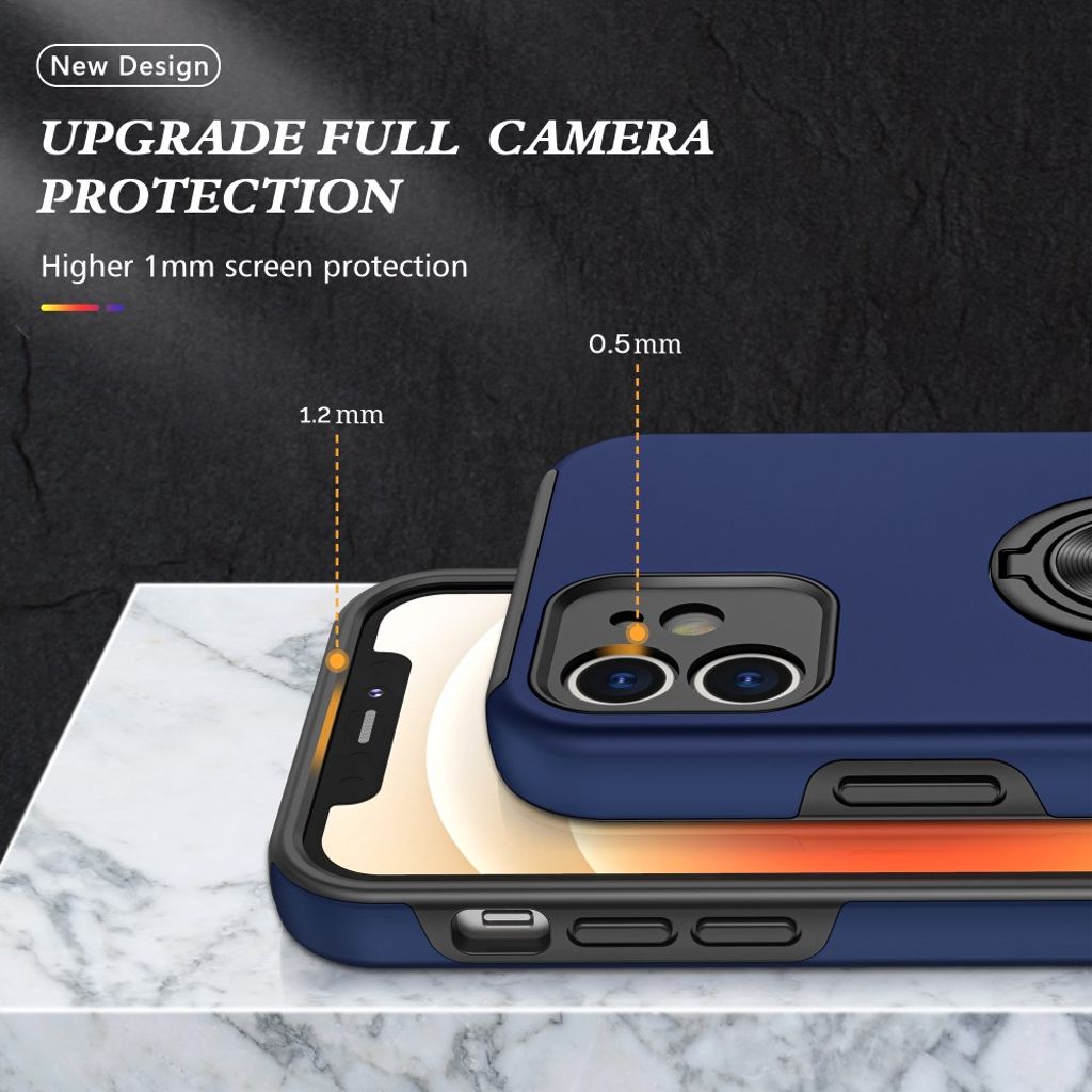 iPhone 12 Mini Cover med Ringholder - Mørkeblå