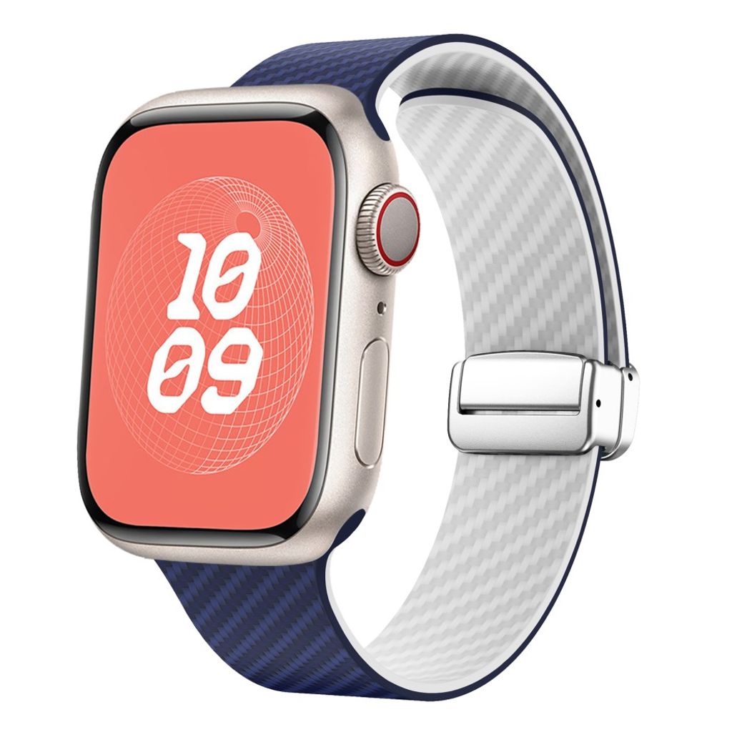 Apple Watch 42 / 41/ 40 / 38mm Klockarmband kolfibertextur - Blå/Vit