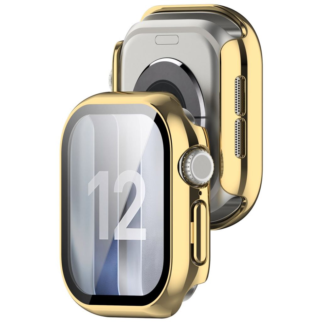 Apple Watch 12 42mm Cover med skærmbeskyttelse i hærdet glas - Guld