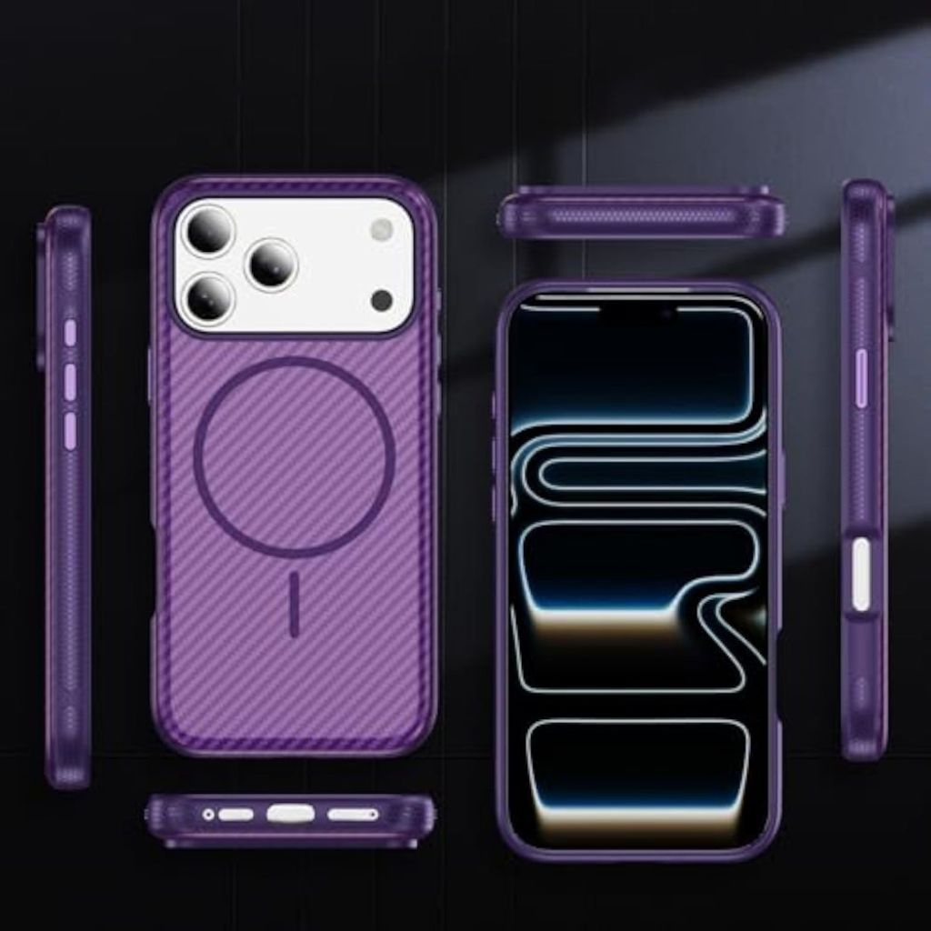 iPhone 18 Pro Max/17 Pro Max MagSafe-deksel Karbonfibertekstur - Lilla