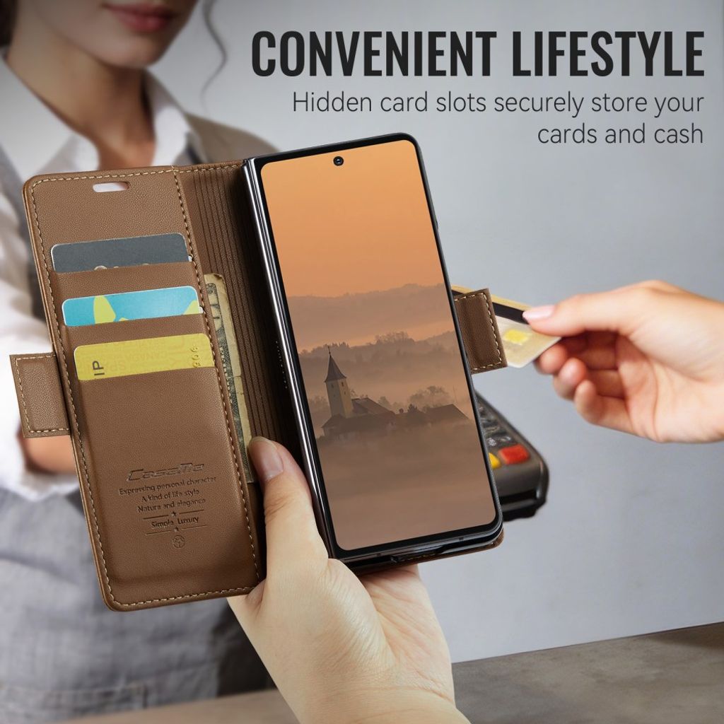 CASEME Samsung Galaxy Z Fold8 Ultra Flip Cover med RFID blokering - Brun