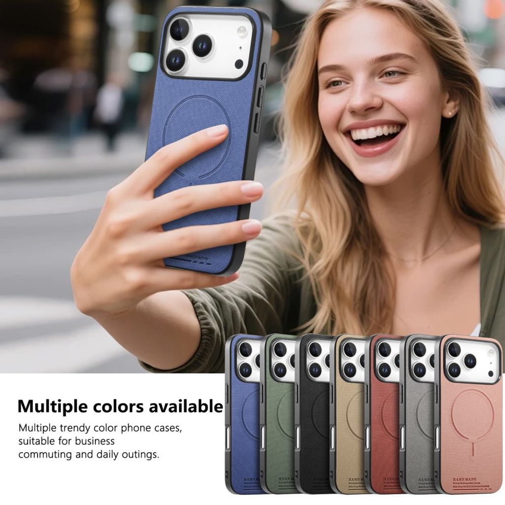 iPhone 18 Pro & iPhone 17 Pro MagSafe Cover Tekstilstruktur PC/TPU/PU Læder - Blå