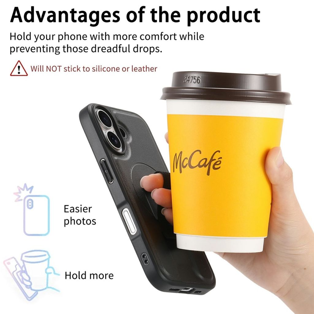 CASENEO iPhone 16 Cover with Stand - Black