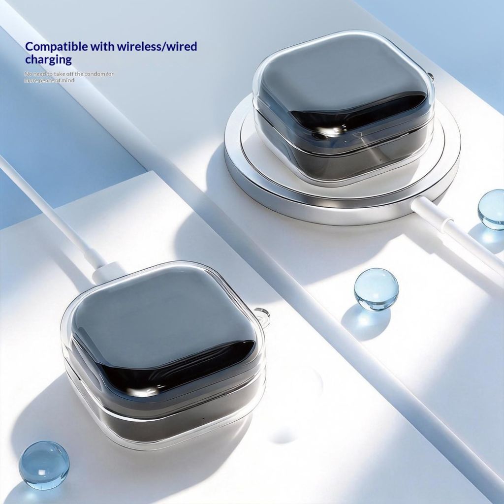 Samsung Galaxy Buds4/Buds4 Pro Kuulokkeet TPU Kuori Metallikoukulla - Läpinäkyvä