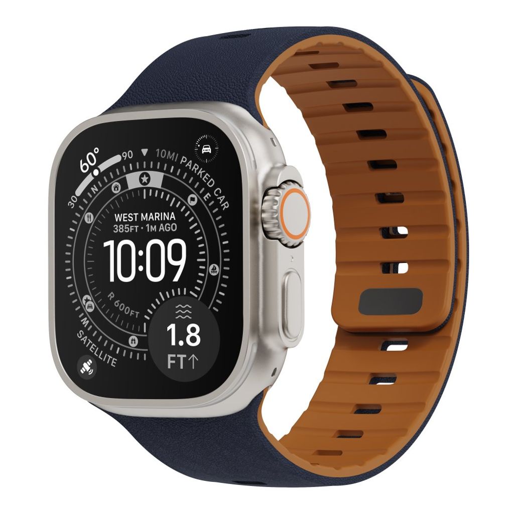 Apple Watch 49/46/44/42mm Klockarmband i texturerat silikon - Blå/Brun