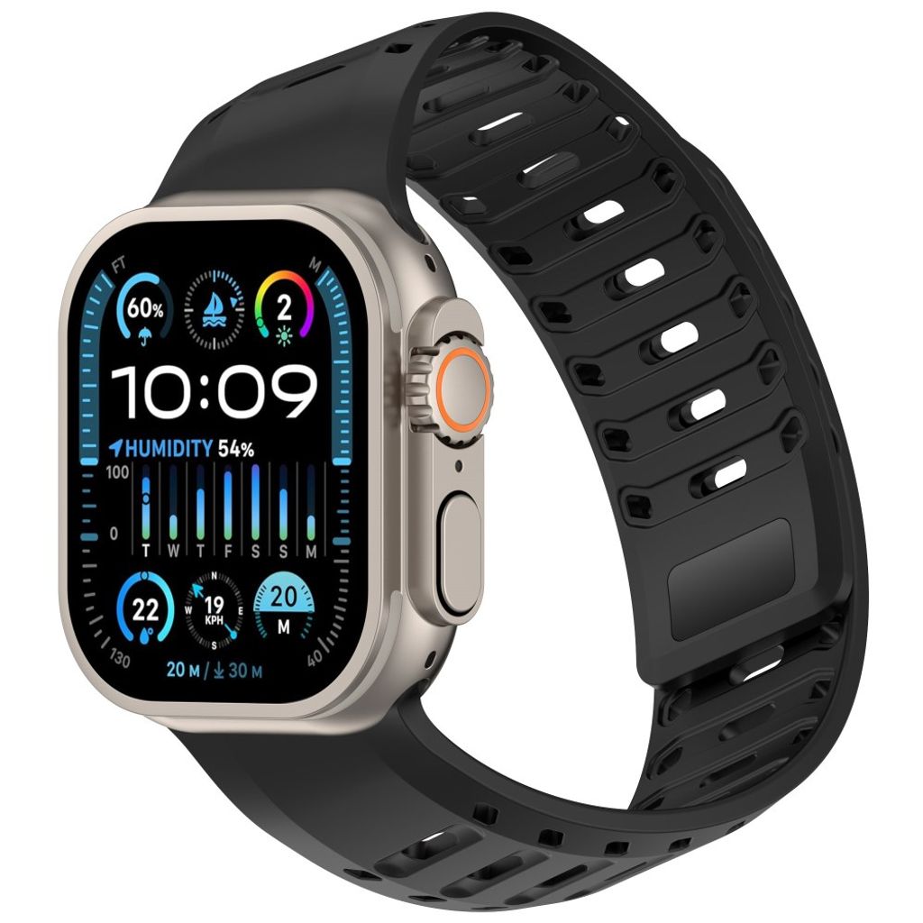 Apple Watch 49/46/44/42mm Klockarmband i Silikon Magnetisk - Svart