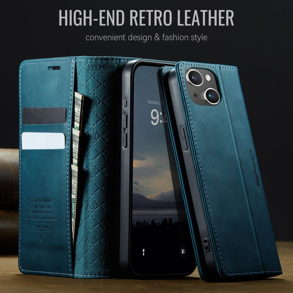 CASEME iPhone 14 RFID-blokerende Pungetui med Stativ – Grøn