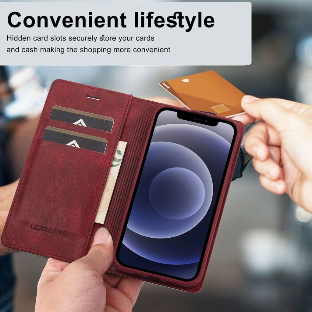 LC.IMEEKE iPhone 12 Mini Wallet Cover - Red
