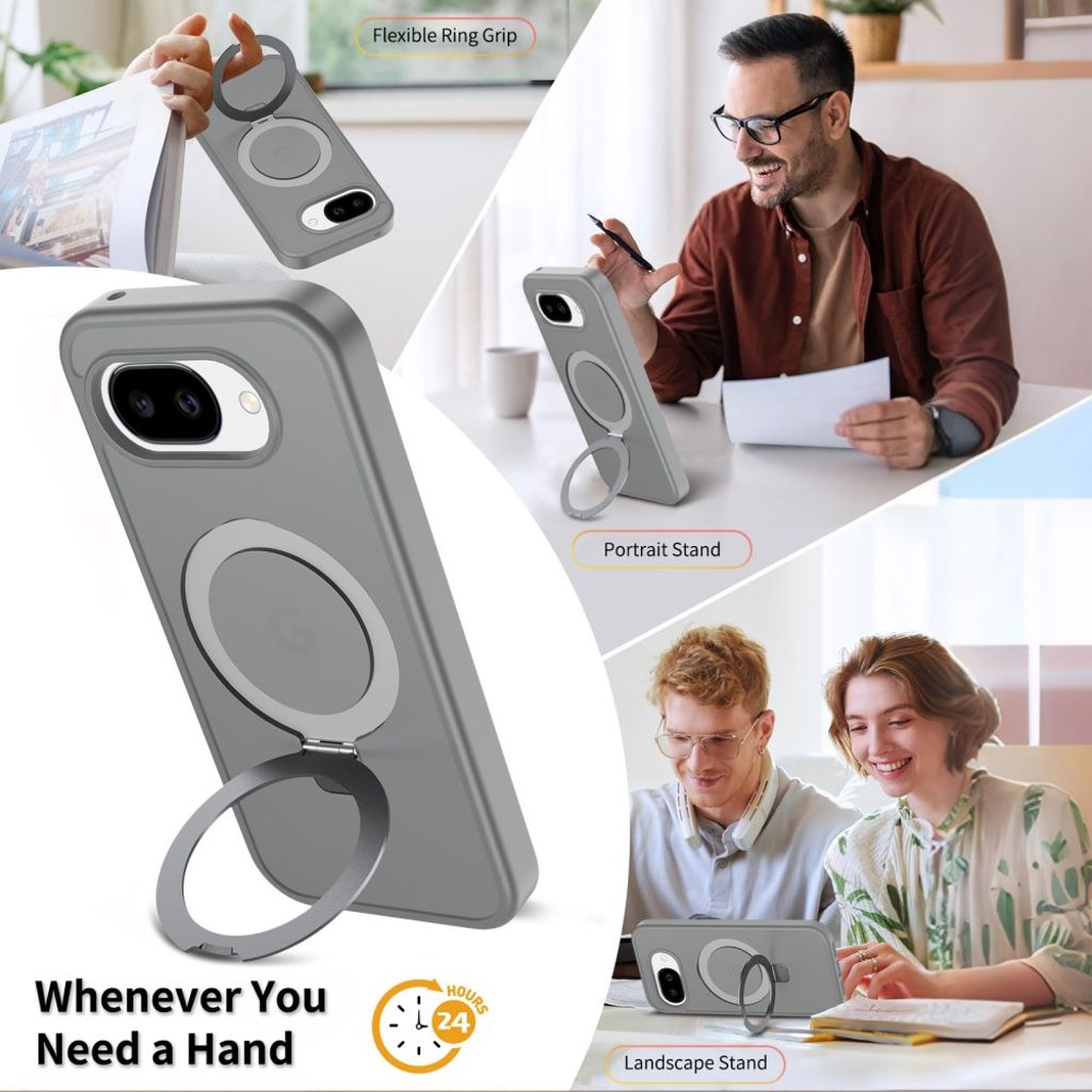 Google Pixel 10a MagSafe-kompatibelt Silikonskal med Ringhållare – Mörkgrå