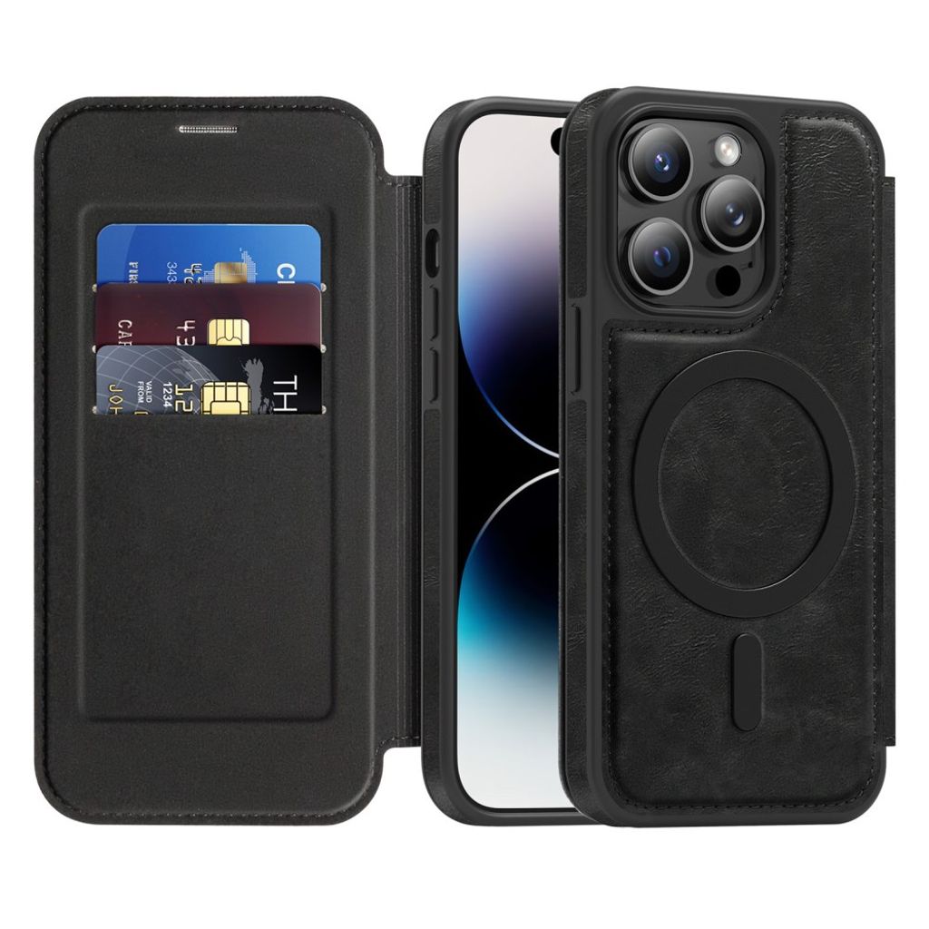 iPhone 14 Pro Wallet Cover MagSafe RFID Blocking - Black