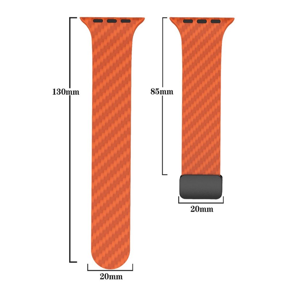 Apple Watch 49 / 46 / 44 / 42mm Klockarmband kolfibertextur - Orange/Grön
