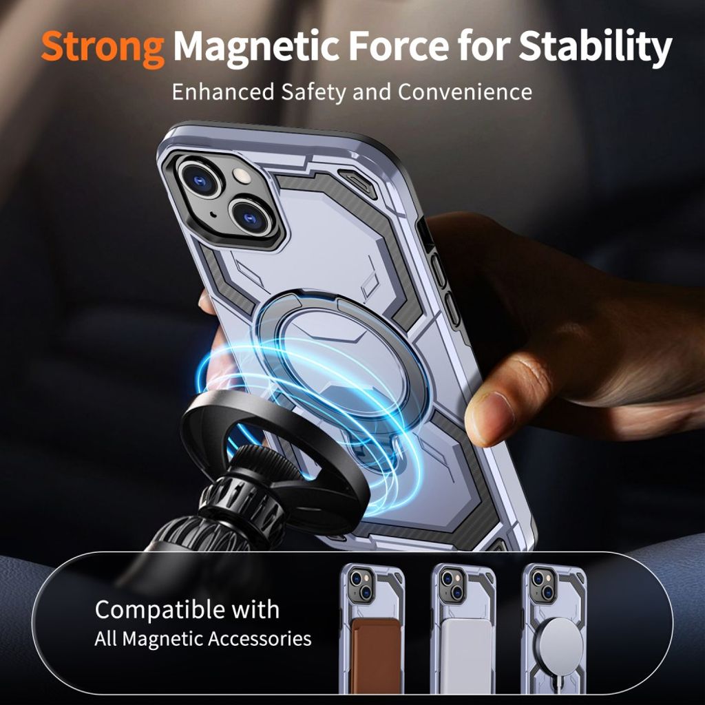 iPhone 13 Case Magnetic Ring Kickstand - Light Blue