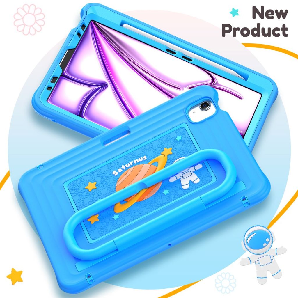 Lasten kuori jalustalla iPad Airille/Prolle 11" - vaaleansininen