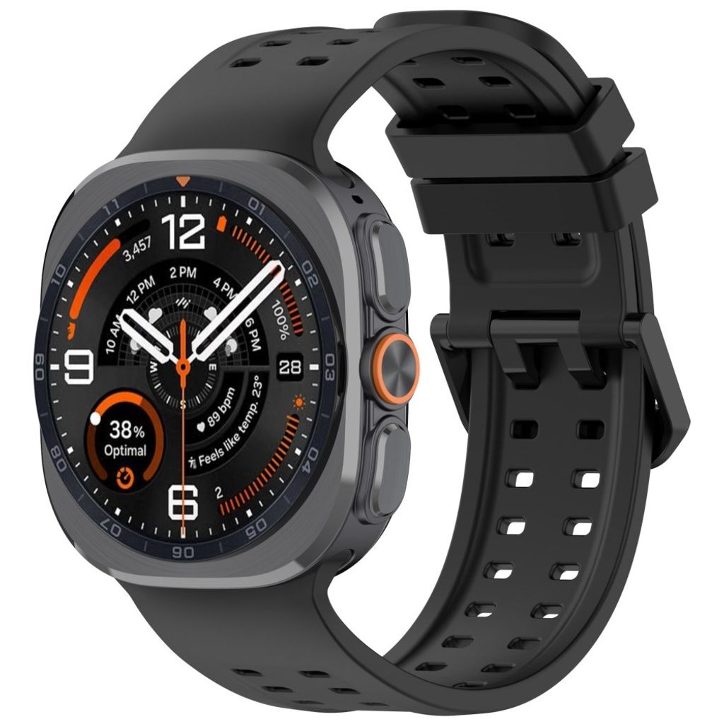 Samsung Galaxy Watch Ultra/Ultra2 silikon klokkerem med dobbeltstiftspenne - Svart