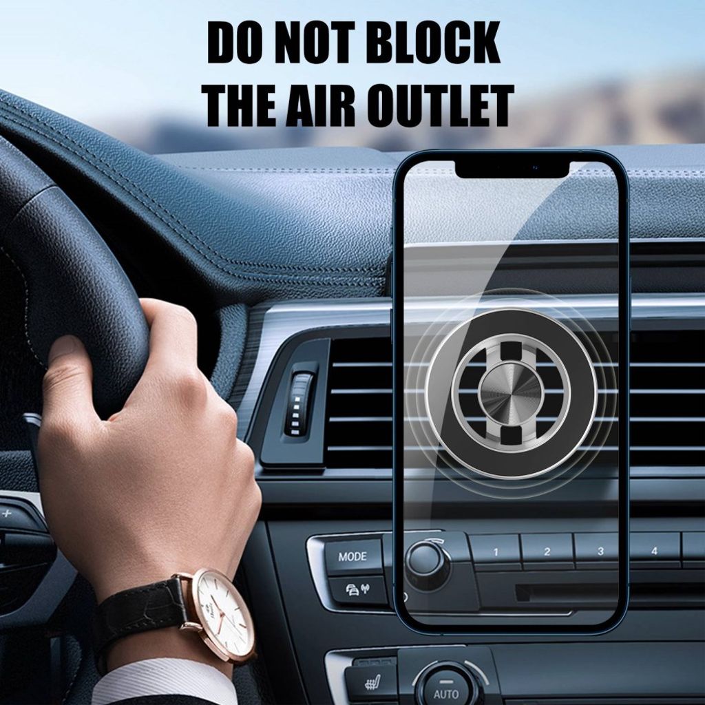 R-JUST ZC03 magnetisk telefonhållare med luftventilklämma – Svart