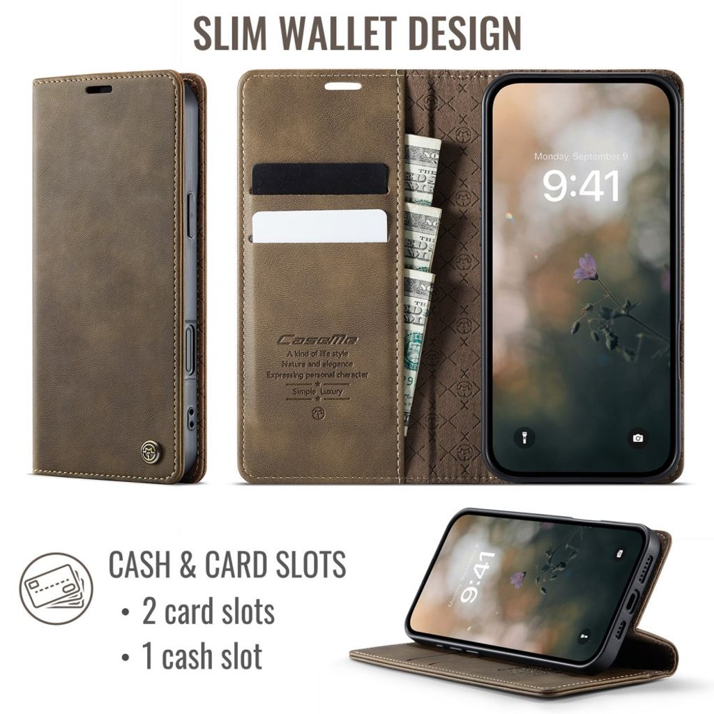 CASEME iPhone 16 Plus Cover with Stand - Brown
