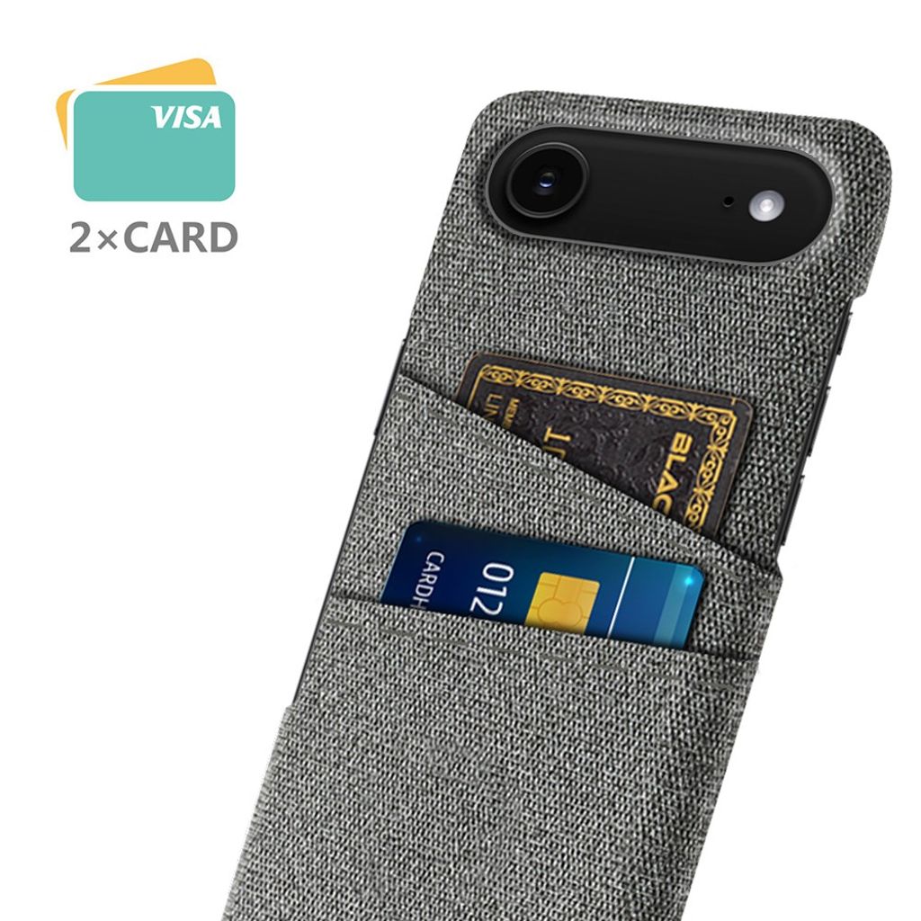 iPhone 17 Air Skal i Textil med 2 Kortfack - Grå
