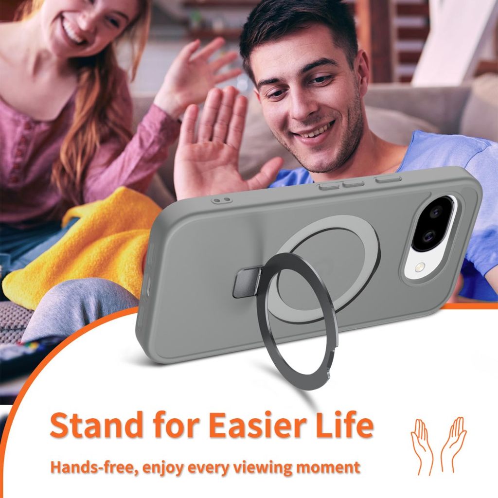 Google Pixel 10a MagSafe-kompatibelt Silikonskal med Ringhållare – Mörkgrå