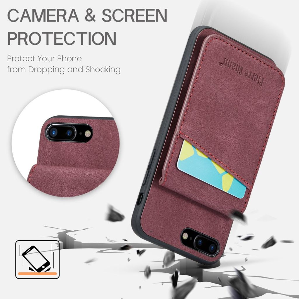 FIERRE SHANN iPhone 7 Plus / 8 Plus Cover med Kortplads - Rød