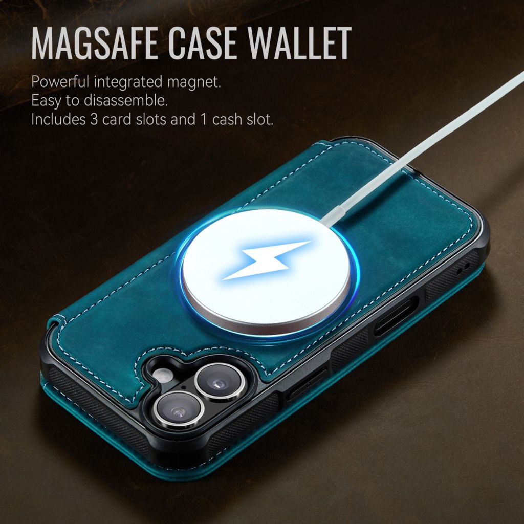 CASEME 053 iPhone 17 Lompakkokotelo MagSafe RFID-estävä - Sininen