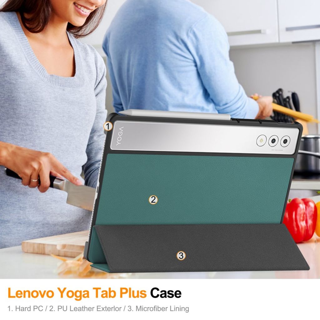 Lenovo Yoga Tab Plus Kotelo, jalusta - vihreä