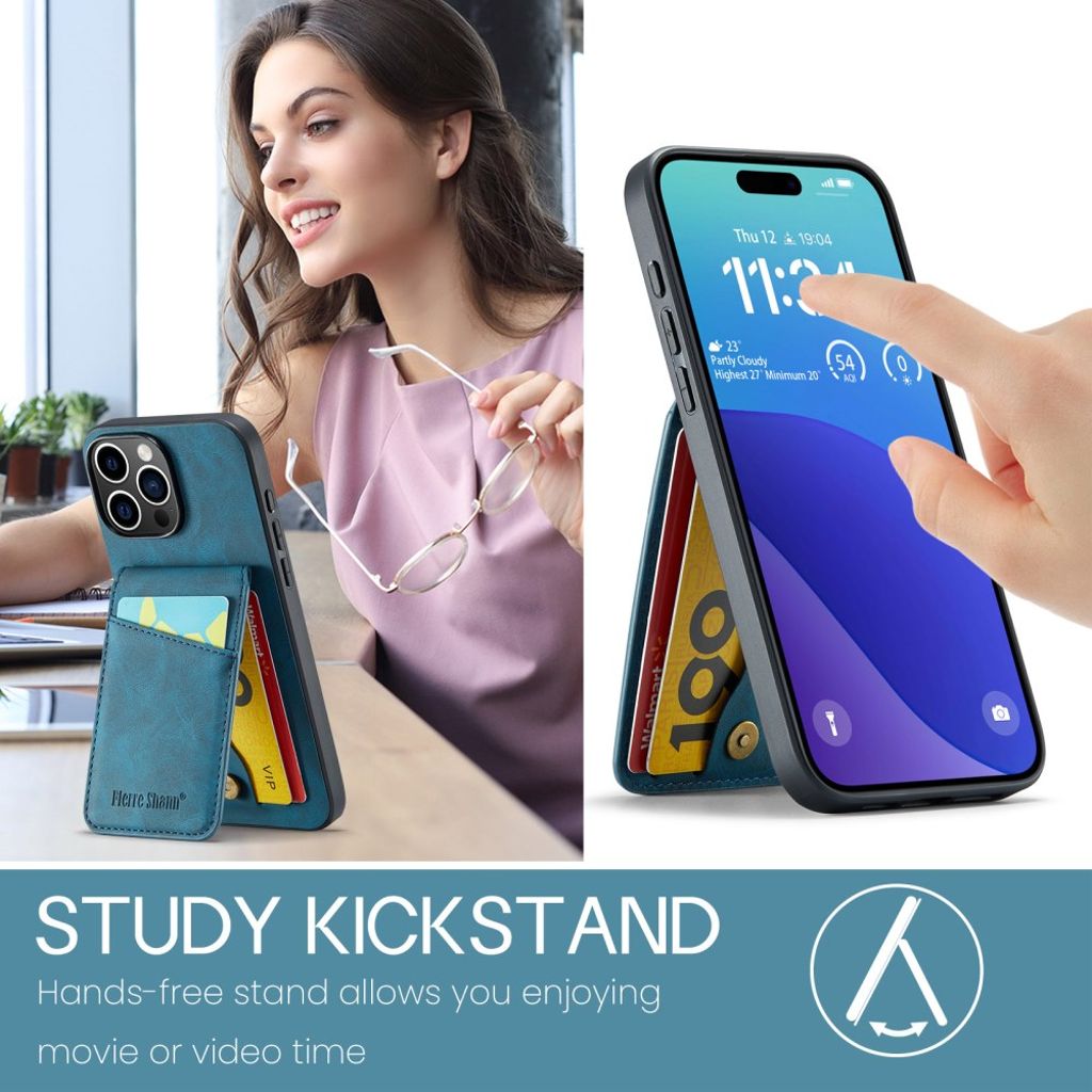 FIERRE SHANN iPhone 16 Pro Deksel med Kortspor - Blå