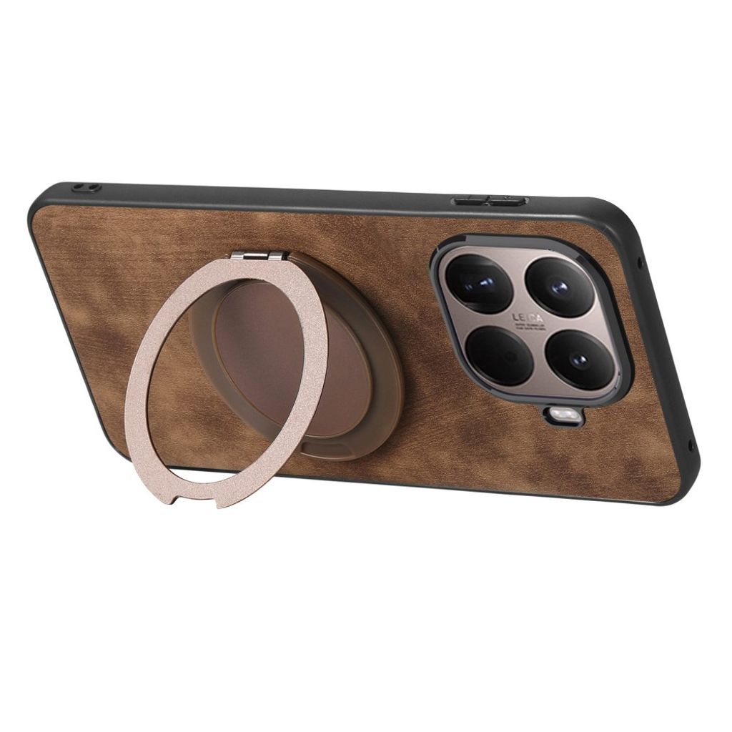 Xiaomi 17T Cover i PU-læder med ringstativ - Brun