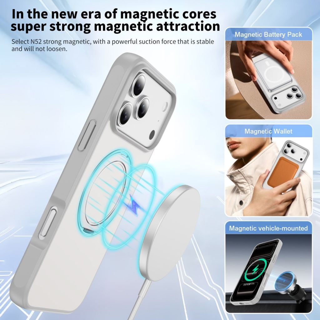 iPhone 18 Pro/17 Pro MagSafe Deksel med ringstøtte - Hvit