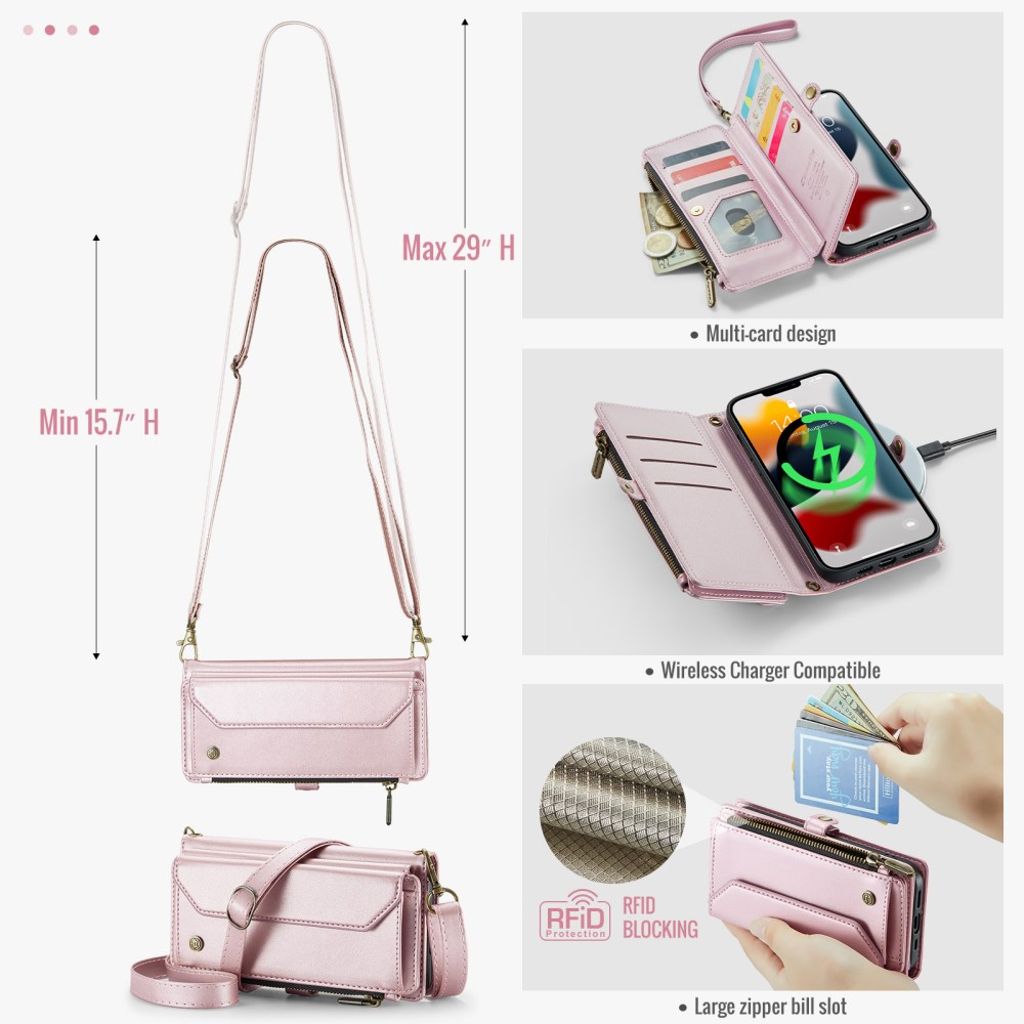 CASEME iPhone 13 Pro Max Lompakkokotelo Korttipaikoilla – Vaaleanpunainen