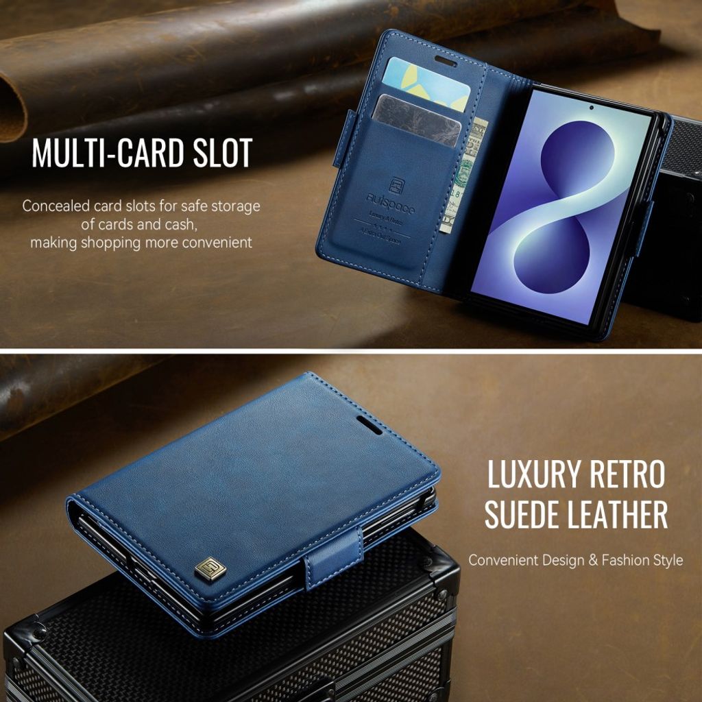 AUTSPACE Samsung Galaxy Z Fold8 Lompakkokotelo PU-nahka RFID-suojattu - Sininen