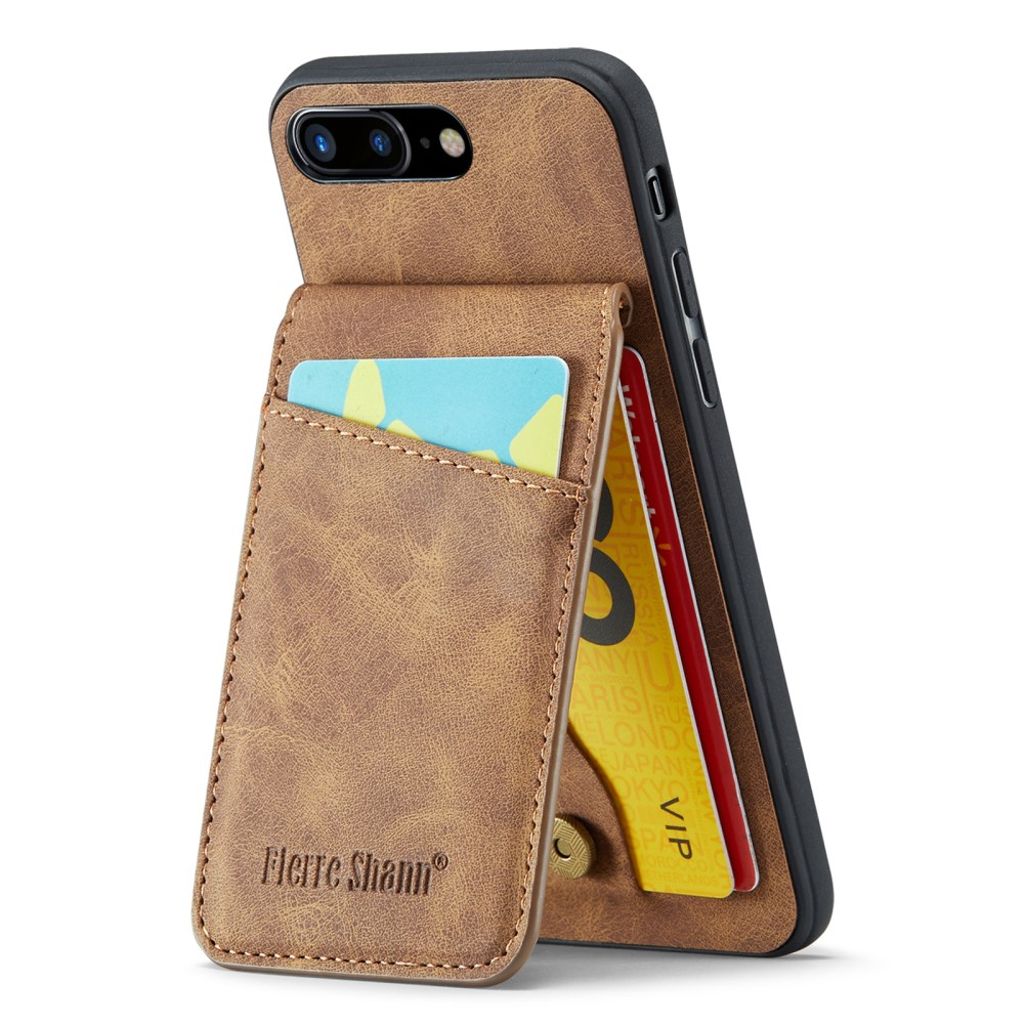 FIERRE SHANN iPhone 7 Plus / 8 Plus Cover med Kortplads - Brun