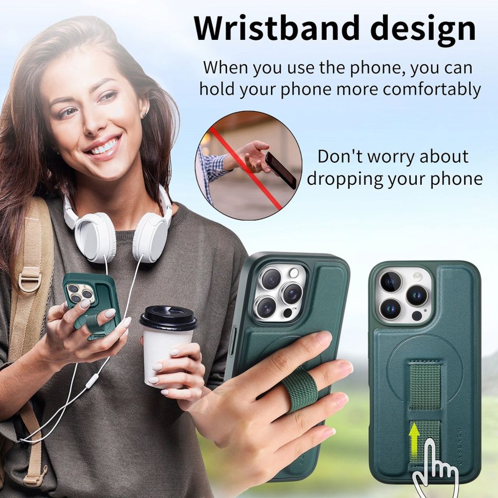 CASENEO iPhone 16 Pro Max Magnetic Wallet Cover RFID Blocking – Green