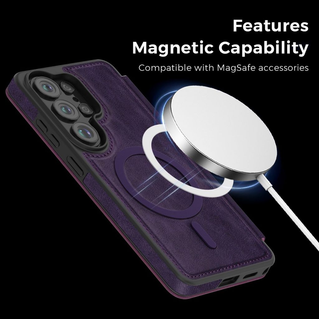 Samsung Galaxy S26 Ultra MagSafe Lompakkokotelo - Tummanvioletti