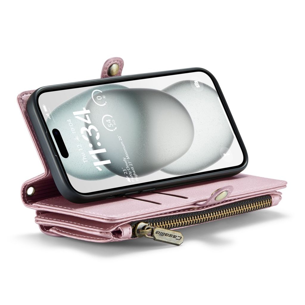 CASEME iPhone 15 Wallet Cover RFID Blocking Stand - Pink