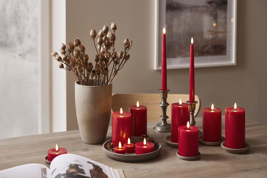 LED-varmelys Flamme Flow 55 mm, 2-pakning rød