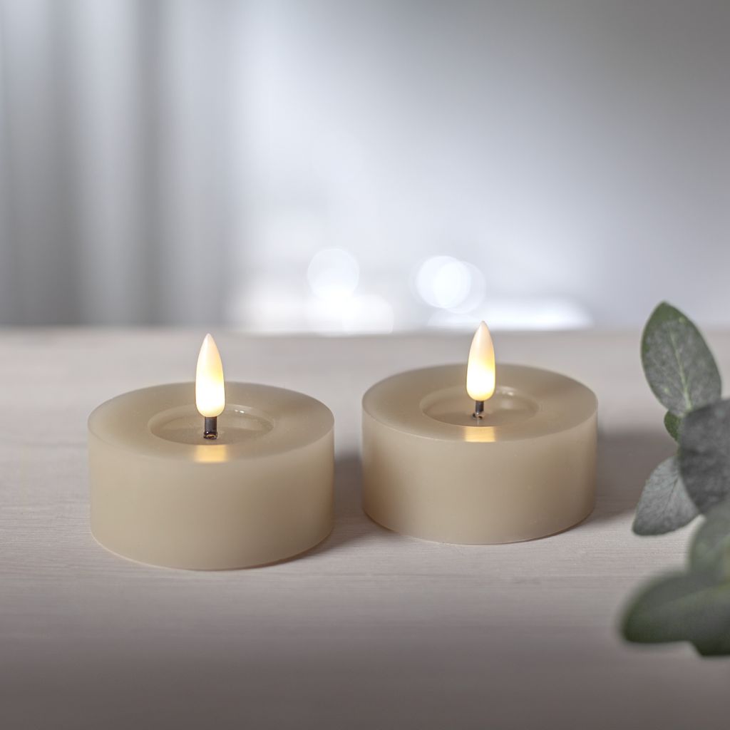 LED Värmeljus Flamme Flow 55mm, 2-pack Beige