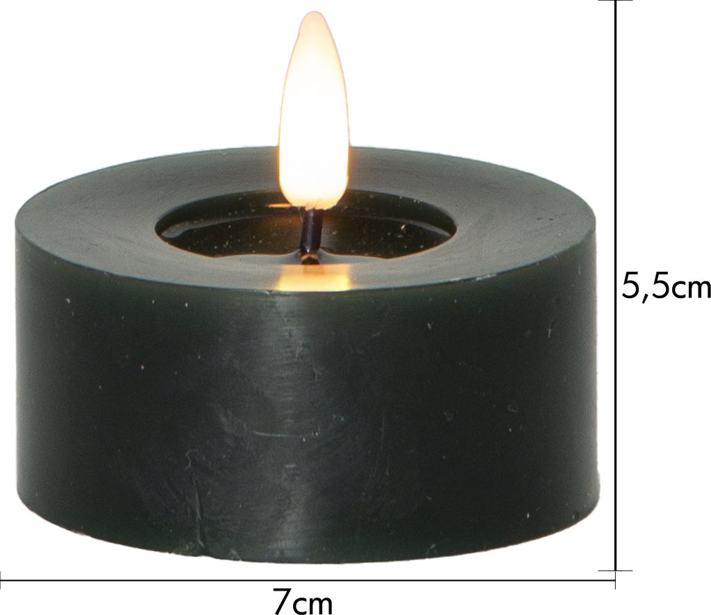 LED-varmelys Flamme Flow 55 mm, 2-pakning grønn