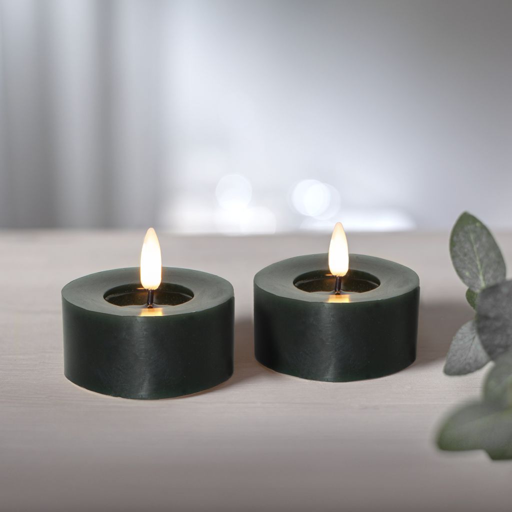LED-varmelys Flamme Flow 55 mm, 2-pakning grønn
