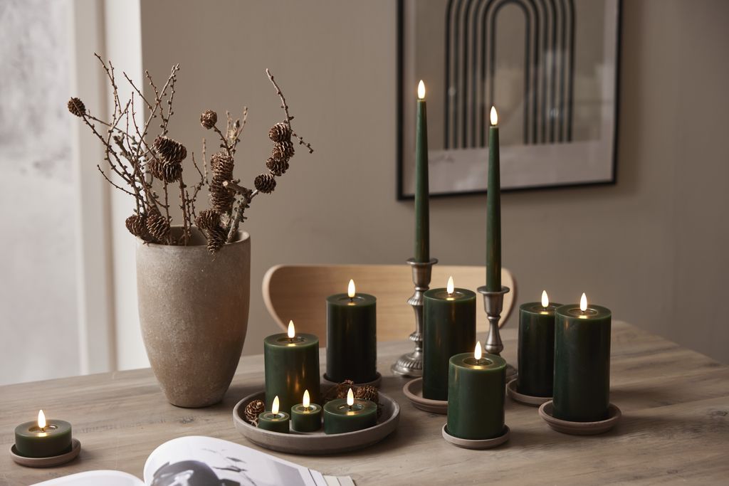 LED-varmelys Flamme Flow 55 mm, 2-pakning grønn