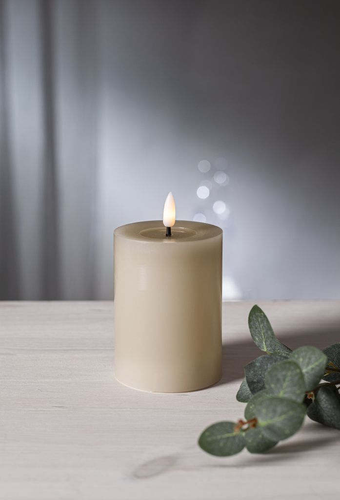 LED BLOCKLJUS FLAMME FLOW BEIGE / 12,5 CM / TIMER