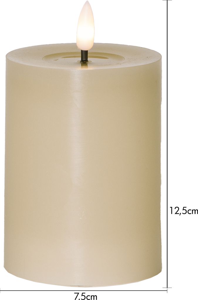 LED BLOCKLJUS FLAMME FLOW BEIGE / 12,5 CM / TIMER