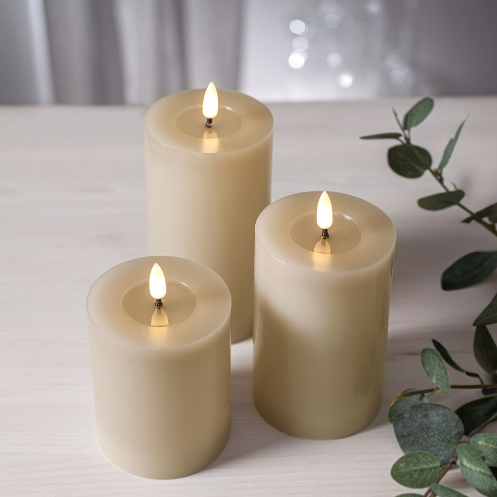 LED BLOCKLJUS FLAMME FLOW BEIGE / 15 CM / TIMER