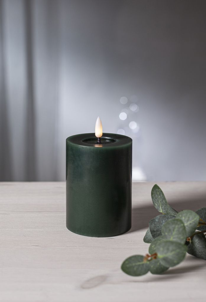 LED BLOCKLJUS FLAMME FLOW GRÖN / 12,5 CM / TIMER