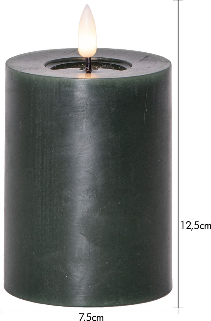 LED BLOCKLJUS FLAMME FLOW GRÖN / 12,5 CM / TIMER